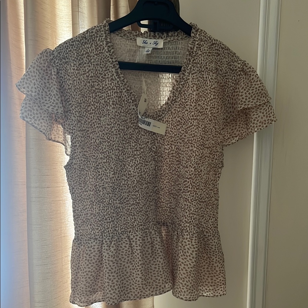 Stylish Beige Smocked Top